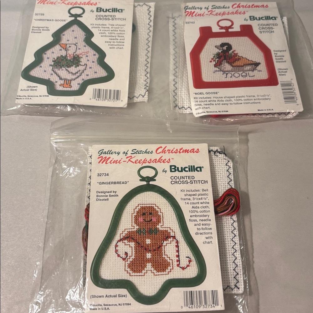 Bucilla Festive Cross-Stitch Ornament Kit Set of 3